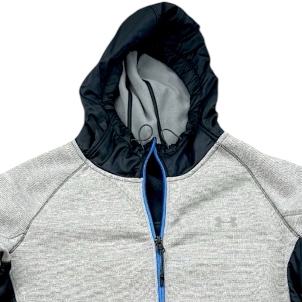 Under Armour ColdGear Hooded Jacket Mens M Gray Full Zip Stretch Fleece